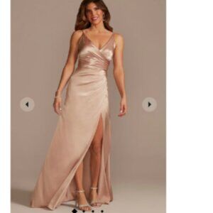 charmeuse draped strappy bridesmaid dress DAVIDS BRIDAL